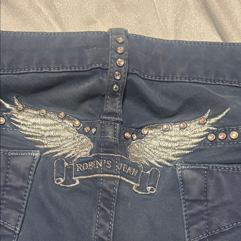 Vintage Robin Dark Blue Skinny Jeans with Swarvorski Stud Accents